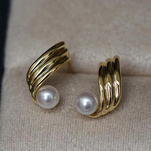 Accesorios de Plata S925 para Perlas DIY, Cuentas Redondas de 7-10 mm, 21832, Base Vacía para Pendientes de Mujer, a la Moda - Product Image 1