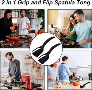 Pince-spatule 2-en-1 noire écologique en PPA pour retourner les œufs, les toasts français, les fruits et légumes à la maison - Product Image 5