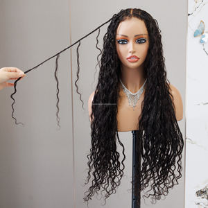 شعر مستعار نسائي ثلاثي الشفاف بدانتيل أمامي كامل شعر مجدل بدانتيل رأس شعر بشري + سروال شعر مستعار Dreadlock - Product Image 1