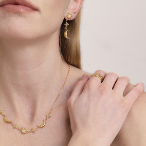 Sun Moon Zircon Stainless Steel <b>Open</b> <b>Ring</b> For Women Gift Jewelry - Product Image 4