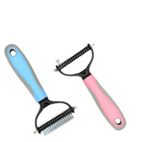 Peigne démêlant pour animaux de compagnie, râteau pour sous-poil, outil de toilettage pour chats et chiens, brosse à double face pour enlever les nœuds