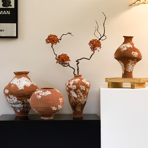 Jarrón de Cerámica Rústica Hecho a Mano <span class=keywords><strong>con</strong></span> Acabado Glaseado para Mesa, <span class=keywords><strong>con</strong></span> Arreglo Floral, Estilo Zen Tranquilo, Decoración Antigua <span class=keywords><strong>con</strong></span> <span class=keywords><strong>Ramas</strong></span> <span class=keywords><strong>Secas</strong></span> - Product Image 4