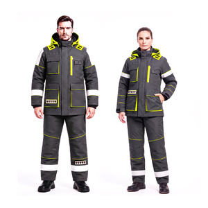 Traje de Seguridad Ignífugo Gris con Franjas Reflectantes Verde Lima, Costuras Soldadas, Nivel B de Protección Contra Incendios, Corte Regular - Product Image 1