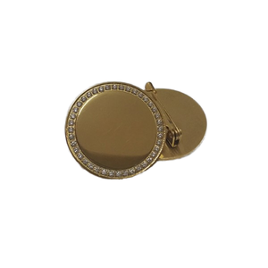 Yiwu Aceon acier inoxydable or blanc estampage broche réglage Micro pierre pavée luxe bord plaques signalétiques épinglette - Product Image 4