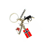 Buena calidad Noruega bandera mapa estilo colgante recuerdos turísticos Noruega llaveros Nodic vikingo barco Metal esmalte llaveros