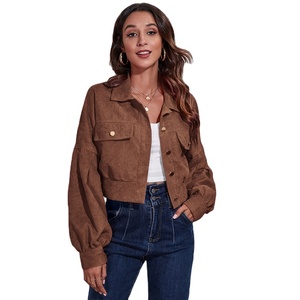Vente flash : <span class=keywords><strong>Veste</strong></span> courte en <span class=keywords><strong>velours</strong></span> côtelé pour <span class=keywords><strong>femme</strong></span>, à boutons, style shacket, décontractée, manches longues, pour l'automne - Product Image 1