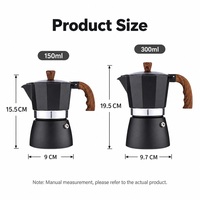 Cafetière Moka en aluminium Kingze avec logo personnalisé, 150 ml, 300 ml, pour la maison, le bureau, le café, le camping, l'extérieur