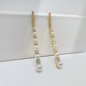 custom plata 925 sterling <b>silver</b> Luxury 18K Gold Plated Drop <b>Earring</b> women retro western party wedding <b>chain</b> long pearl <b>earrings</b> - Product Image 1