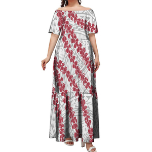 Venta Directa al por Mayor, Vestido Plisado de Manga Corta con Diseño de Patrón Samoano Malu, Talla Grande 7XL, Estilo Casual de Negocios - Product Image 2