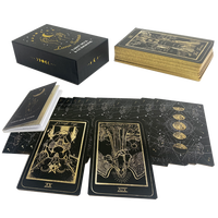 Jeu de tarot personnalisé 78 bords dorés Cartes de tarot en papier pour débutants avec guide pour les fêtes et les jeux