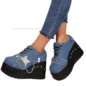 Nouvelle Collection Printemps – Chaussures Décontractées en Jean à Plateforme Épaisse pour Femme, Grande Taille, Semelle Compensée, Style Étoile, Chaussures Plates Sexy - Product Image 5