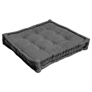 Coussin de sol de camping portable en coton noir uni, écologique, rempli de mousse, sur mesure, confortable - Product Image 1