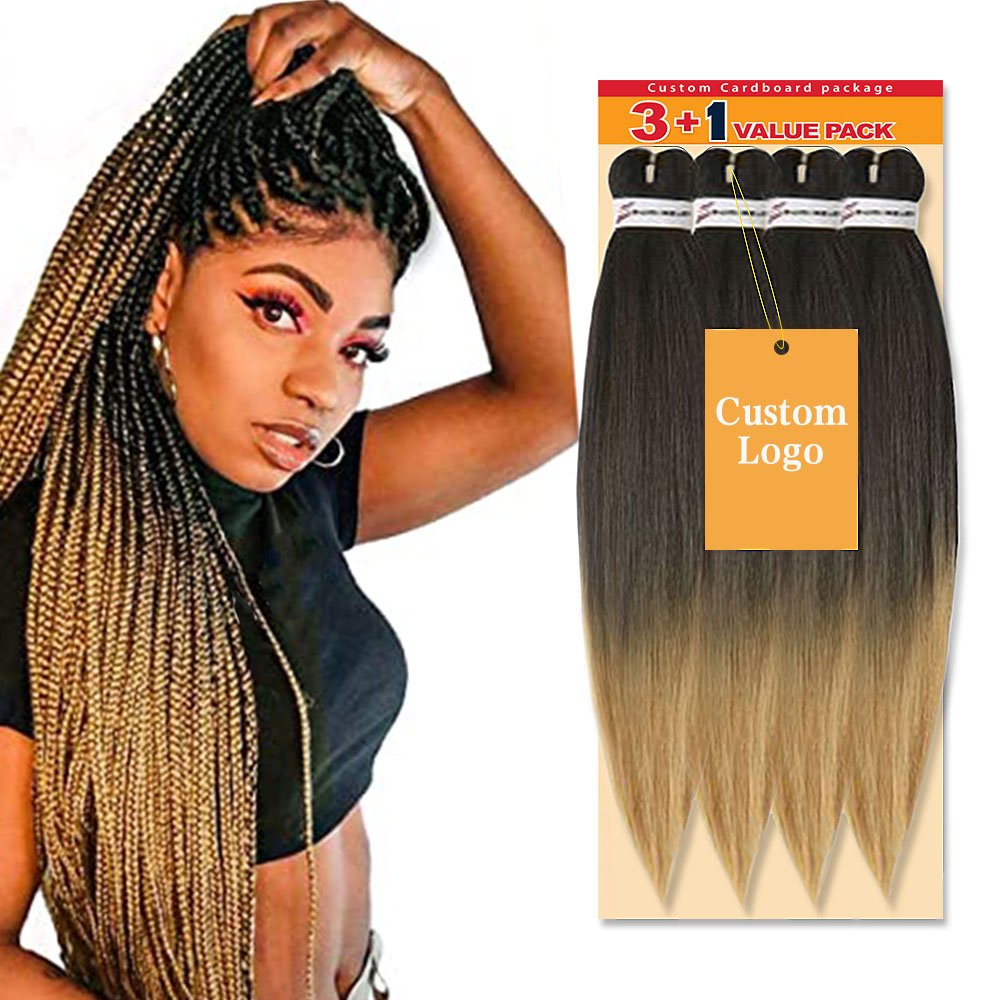 Support de tresses synthétiques personnalisées pré-étirées, Extensions de tresses au Crochet Jumbo faciles à étirer