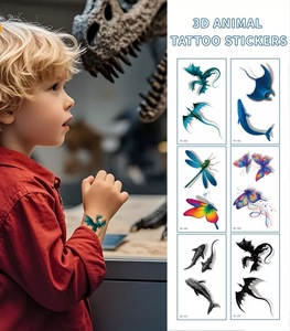 Nouveaux enfants transfrontaliers adultes Simulation 3D réaliste Animal libellule <span class=keywords><strong>tortue</strong></span> dinosaure papillon autocollant de <span class=keywords><strong>tatouage</strong></span> - Product Image 5
