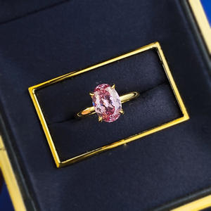 زفاف سوليتير مكعب زركونيا مكعبة 7 × 10 وردي بيضاوي الشكل من الروديوم مطلي بالفضة الإسترلينية للحفلات - Product Image 5