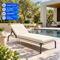 Chaise longue de piscine en aluminium pour l'extérieur, mobilier commercial avec coussin en corde tressée pour hôtel, complexe hôtelier, jardin