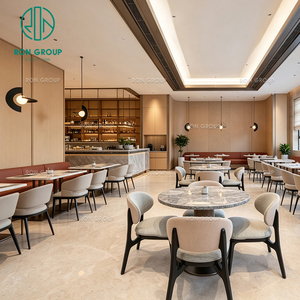 Muebles Comerciales para Cafetería, Restaurante o Bar, con Mesa de Mármol Personalizada, Sillas Tapizadas en Tela, Estilo Moderno, Grupo Ron - Product Image 3