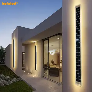 Luces Led exteriores Apliques alimentados por energía solar Iluminación de pared Aluminio y acrílico Luz de pared lineal solar exterior