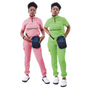 Moda hombres mujeres estiramiento Dental manga corta Hospital Scrubs uniformes conjuntos Unisex Jogging personal Scrubs Tops uniforme - Product Image 6