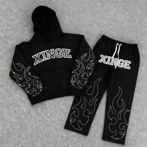 เสื้อฮู้ดดี้ทรงบ็อกซี่แบบสวมหัว พิมพ์ลายเพชรเทียม รุ่นใหม่ปี 2026 สไตล์สตรีท หนัก 400 กรัม ทรงโอเวอร์ไซส์ แบบครอป สำหรับผู้ชาย - Product Image 3