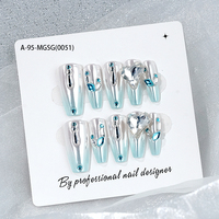 Uñas Postizas de ABS Grueso de Alta Calidad, 10 Piezas, Pre-diseñadas, Cuadradas y Stiletto, con Pegamento