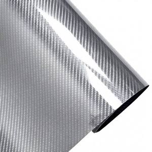 1.52*18M Roll Silver 6D Carbon Fiber Film Stiker Dekorasi Interior Mobil Sport Berbahan Serat Karbon 6D, Perekat Sendiri, Logo/Badge, Pengubah Warna - Product Image 1