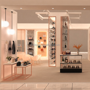 Jjh thời trang túi xách Giày cửa hàng hiển thị thiết kế nội thất cho trang trí sáng bóng vàng Túi Xách Giá bằng gỗ Túi xách hiển thị đứng - Product Image 3