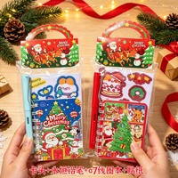 Ensemble de papeterie de Noël, boîte cadeau portable, stylo 10 couleurs, carnet spirale A7, autocollant, marque-page magnétique, souvenir, 9 styles mignons et miniatures