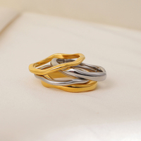 Bijoux Bagues Éternité pour Femme en Acier Inoxydable Plaqué Or 18K PVD Tendance, Empilables, Minimalistes, Étanche et Anti-Ternissement