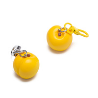 Schattig 3D geel perzik karabijnhaak sleutelhanger plastic fruit hanger tas charme groothandel aangepaste logo UV-print mode accessoire