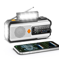 Lámpara LED Portátil Súper Brillante para Camping, 2000mAh, Recargable con Manivela Solar, Radio de Emergencia AM/FM, Banco de Energía de Plástico