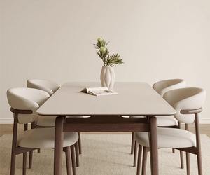 Set Tavolo da Pranzo e Sedie in Legno dal Design Nordico Moderno in Legno Massello e Pelle PU per Sala da Pranzo e Ristorante - Product Image 5