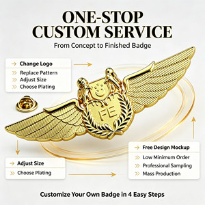 Vente en gros YIZHE – Écusson en alliage de zinc électroplaqué et émaillé sur mesure pour ailes, pour conception personnalisée, badge d'aile doré <span class=keywords><strong>junior</strong></span>/senior - Product Image 2