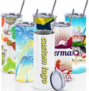 Custom 20Oz Straight Stainless Steel Vacuum Insulated Cups White Blank Sublimation Coating Heat Transfertumbler With Straw - Product Image 1