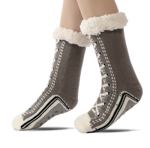 Ecowalson-Chaussette en peluche antidérapante pour femme, chaussons courts, chaussons en peluche, antidérapants, pour l'hiver - Product Image 3