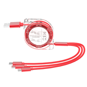 Chất lượng cao 1m có thể thu vào cáp USB 3-in-1 tùy ý căng đa năng điện thoại di động & tai nghe Sạc cho <span class=keywords><strong>IOS</strong></span> thiết bị - Product Image 2