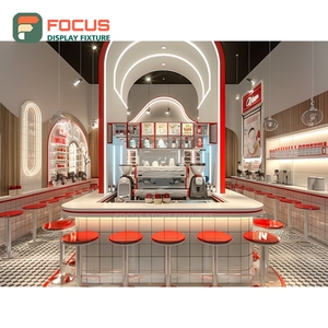 Modular Cafe Service Counter Tempered Glass Front Syrup Bottle Display Area Roastery Service Counter - Product Image 2