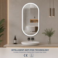 Miroir de salle de bain ovale à LED avec éclairage frontal, sans cadre, tactile, à intensité variable, 6500K, IP44, miroir éclairé mural pour hôtel boutique par Joystar