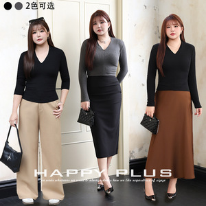 Camiseta de Punto de Manga Larga con Cuello en V para Mujer, Marca Runqi, Color Gris Oscuro, Corte Ajustado, Color Sólido, Base de Algodón, Talla XL - Product Image 5