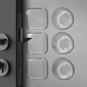 Butée de porte carrée 6 pièces tapis de protection de porte en silicone transparent couverture de protection murale transparente butées de porte absorbant les chocs - Product Image 2