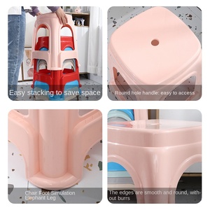 Vente de gros Tabouret moderne extra épais en plastique Chaise de table à manger carrée pour la maison Tabouret haut Banc pour adultes pour le salon - Product Image 4