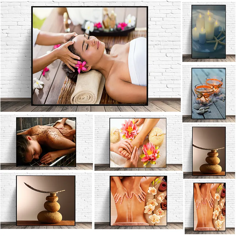 Modern Spa Massage Scraping Candle Aromatherapy Wall Art Picture And Canvas painting For Home Decor Cuadros Living Room Decor