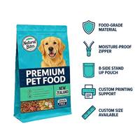 Sachet d'emballage alimentaire pour animaux de compagnie à fond plat, imprimé sur mesure, à 8 soudures latérales, en feuille d'aluminium, pochette verticale refermable à fermeture éclair pour aliments secs pour chiens et chats, vente en gros