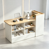 Petit comptoir de réception en bois, moderne, pour boutique, hôtel, centre commercial, bureau, salon de beauté, logo personnalisé, couleur personnalisée