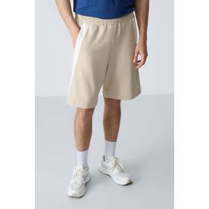 Shorts pour homme en coton beige, épais, doux, texturé, coupe standard, basique - 81280 - Beige - Product Image 1