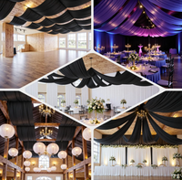 Cortinas de Techo Negras de 4 Paneles al por Mayor, sin Arrugas, con Bolsillo para Varilla, para Decoración de Bodas, Fiestas, Eventos y Escenarios