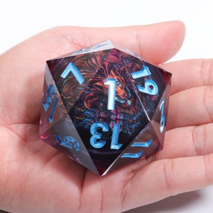 DICE DND ดันเจี้ยนแบบปรับแต่งได้แกนเหลวทำด้วยมือ RPG 50mm แกนมังกร D20แบบ RPG ขนาด50มม. - Product Image 4
