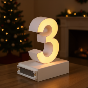 Luce LED Numero 3 3000K Illuminazione Decorativa Alimentata a Batteria Base in Plastica - Product Image 2