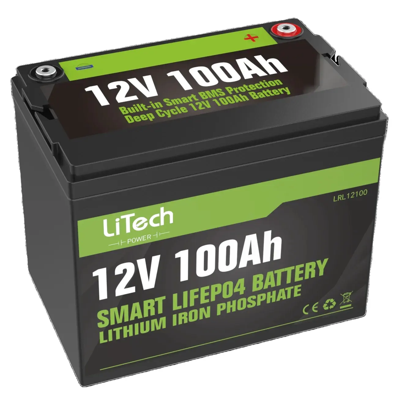 بطارية LiTech Power 12V 30 v 100Ah 200Ah LiFePO4 Pack استبدال حمض الرصاص