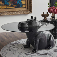 Dareko créatif italien haut de gamme minimaliste hippopotame table basse en verre trempé meubles de maison modernes modélisation animale personnalisée
